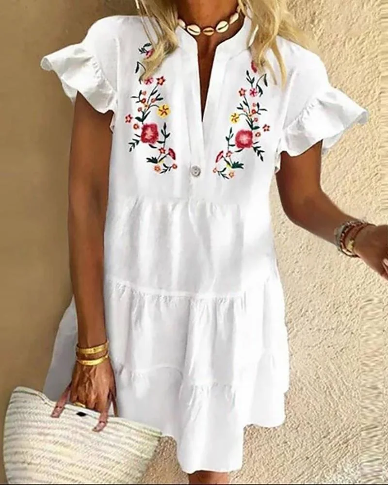 Floral Print Tassel Design Chic Casual Dress