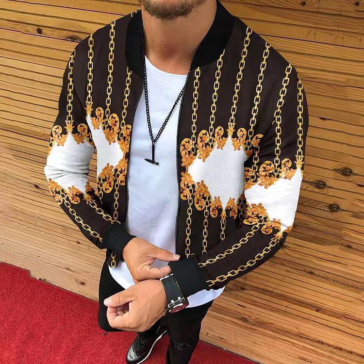 Men's Vintage Stand Collar Zip Jacket