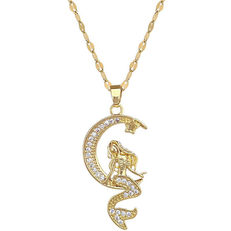 Moon Geometric Stainless Steel Stainless Steel Necklaces