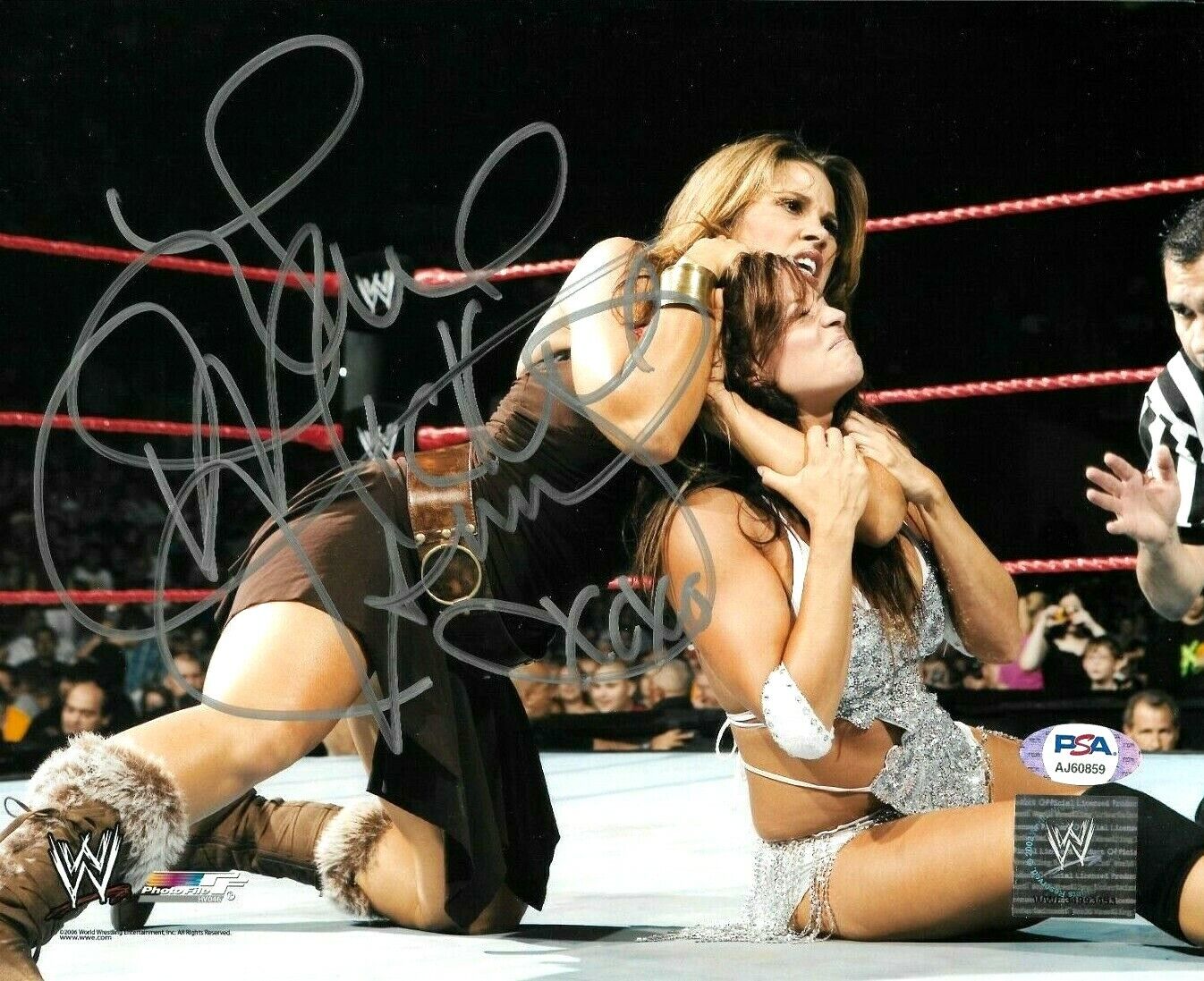 WWE MICKIE JAMES HAND SIGNED AUTOGRAPHED 8X10 Photo Poster painting WITH PROOF AND PSA COA 7