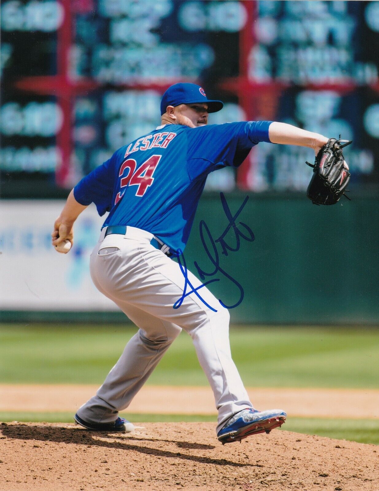 JON LESTER CHICAGO CUBS ACTION SIGNED 8x10