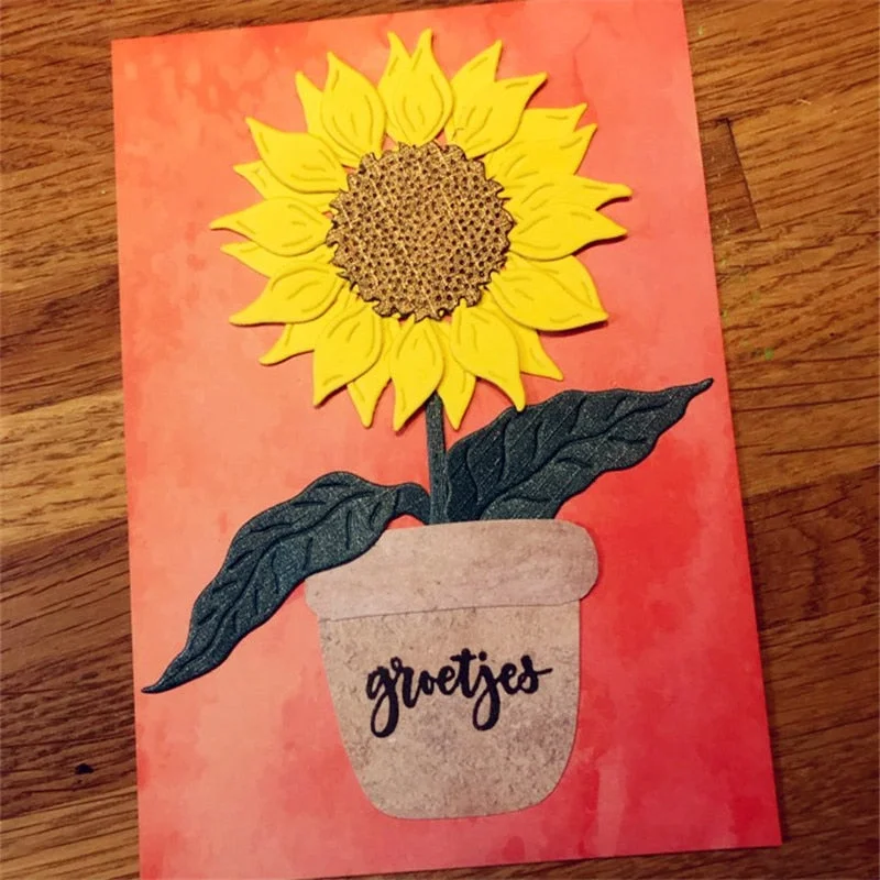 Sunflower flower pot Metal Dies Scrapbooking Metal Cutting Dies Craft Stamps die Cut Embossing Card Make Stencil Frame