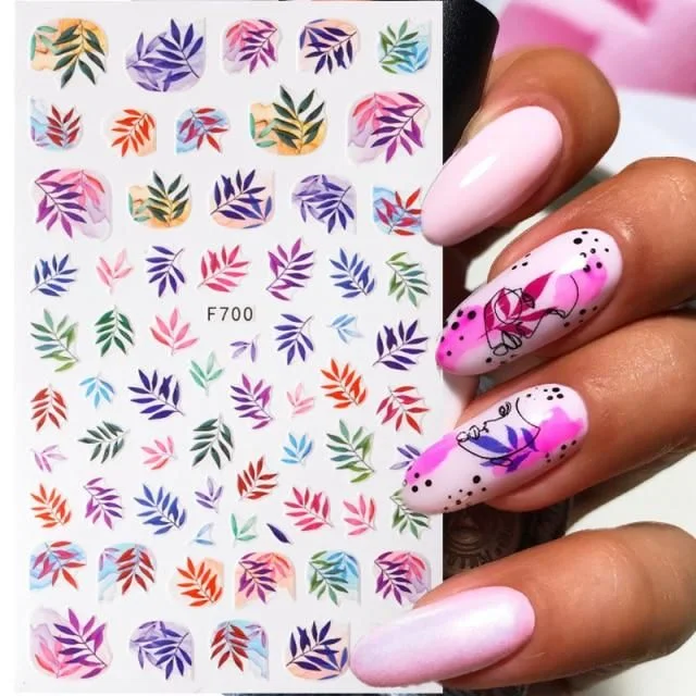 1 Pc 3D Nail Sticker Flower Leaves Slider Transfer Nail Stickers For Manicures Nail Art DIY Transfer Sticker Nail Art Decoration