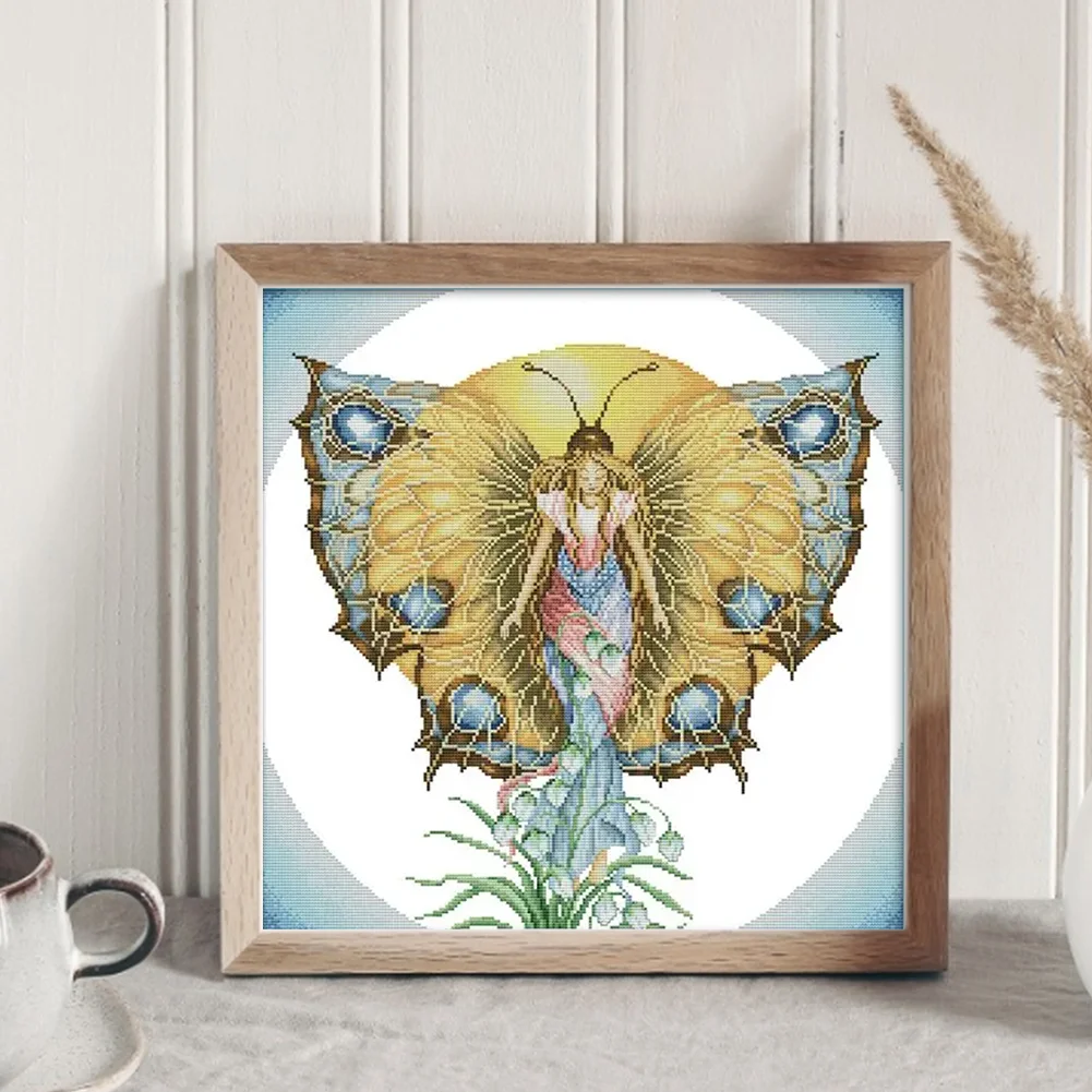 DIY Stamped Cross Stitch 14CT Partial Embroidery 46*46cm - Butterfly Fairy