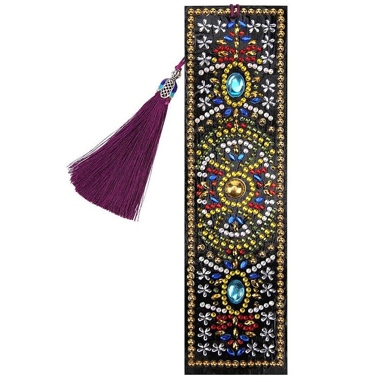 DIY Special Shaped Diamond Painting Creative Leather Bookmarks with Tassel