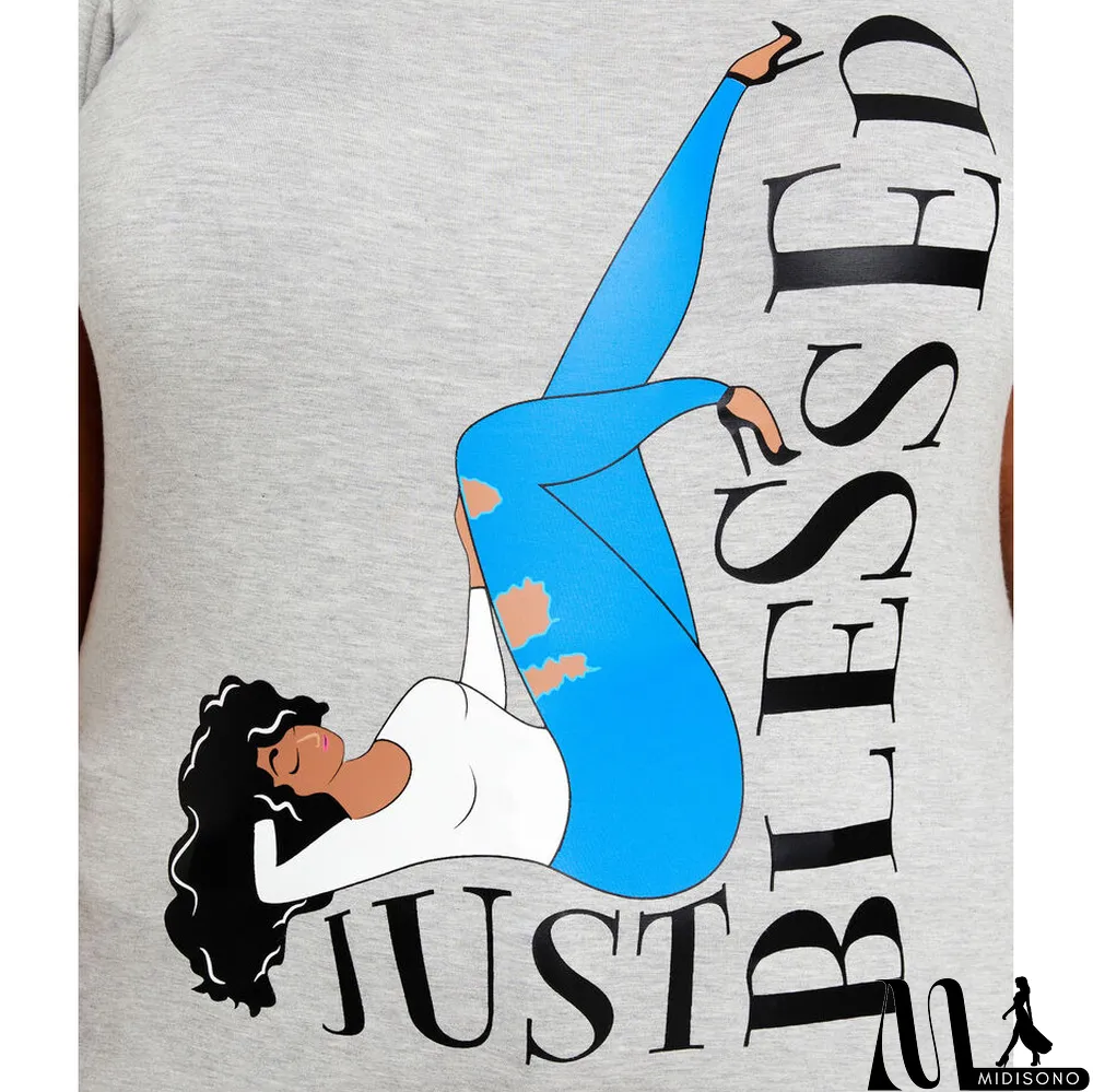 MidiSono - Plus Size Casual Printed Short Sleeve O Neck T Shirt