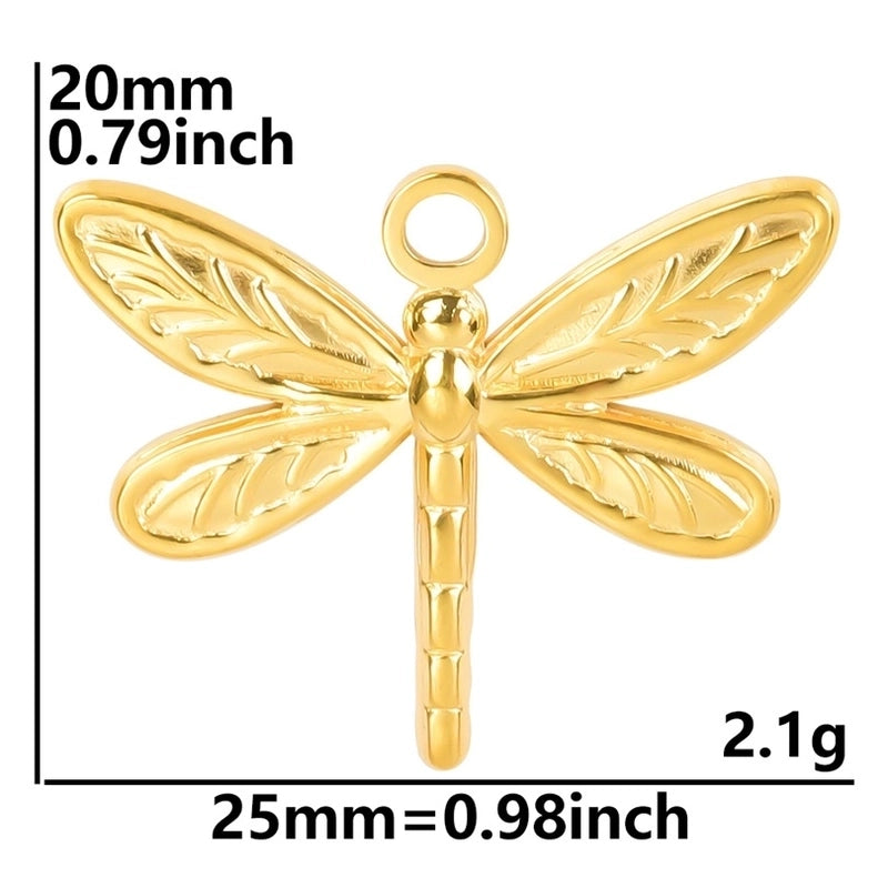 3 Pieces Retro French Style Dragonfly 304 Stainless Steel Plating Pendant Necklace