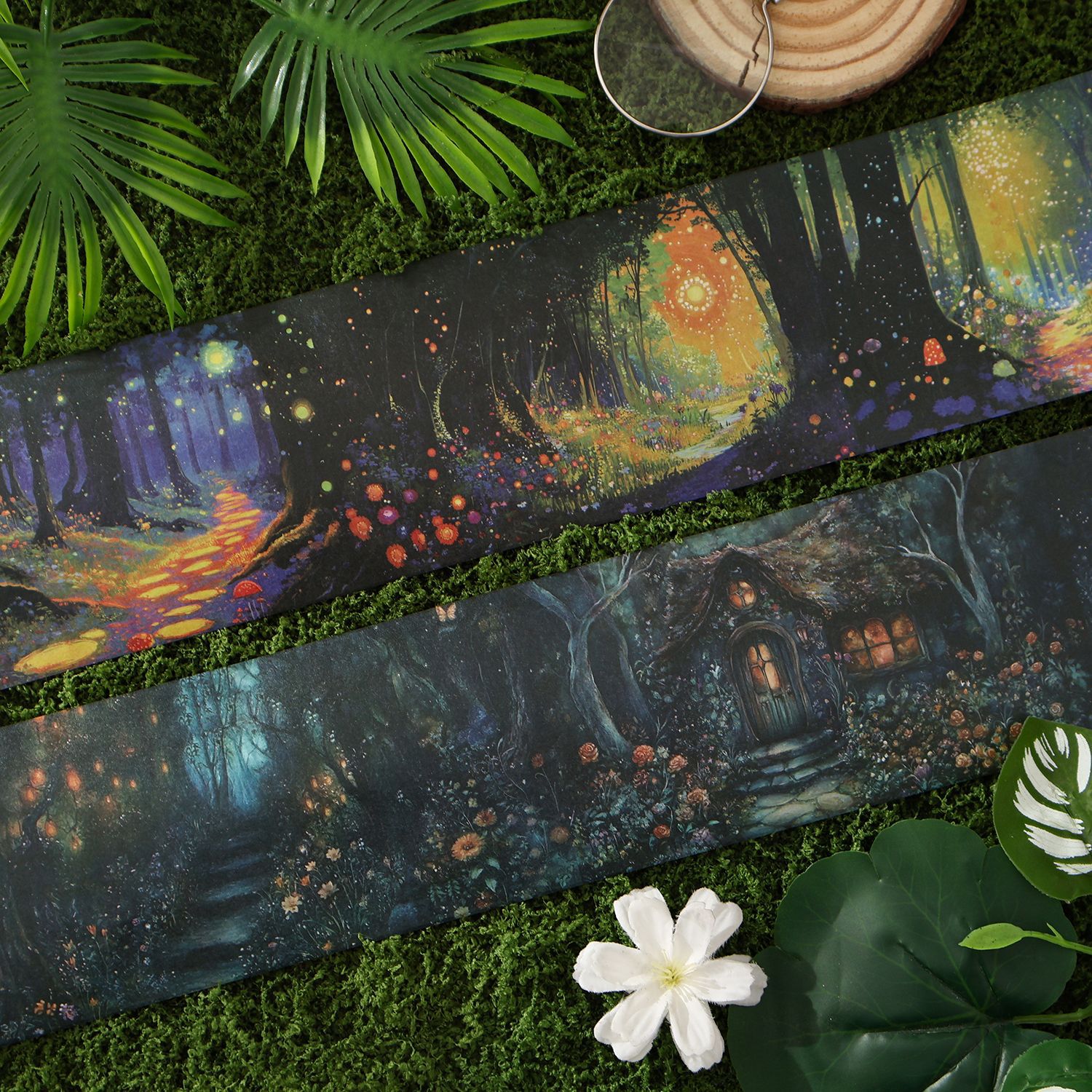 와시 테이프 - 80mm*200cm 반딧불 숲 시리즈 빈티지 나무 풍경