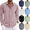 Camicia da uomo a maniche lunghe in cotone e lino con revers