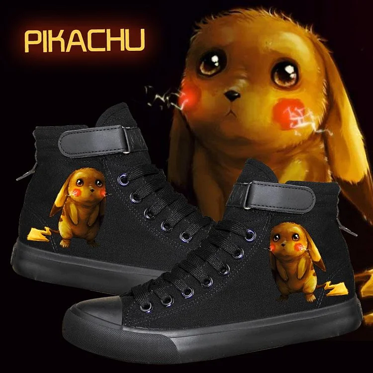 Mayoulove Pikachu Anime Shoes Pocket Monster Go Cosplay Canvas Shoes Unisex High Top Shoes-Mayoulove