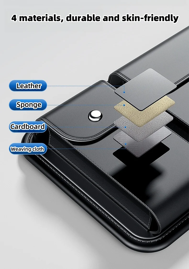 Multifunctional car sun visor leather storage bag