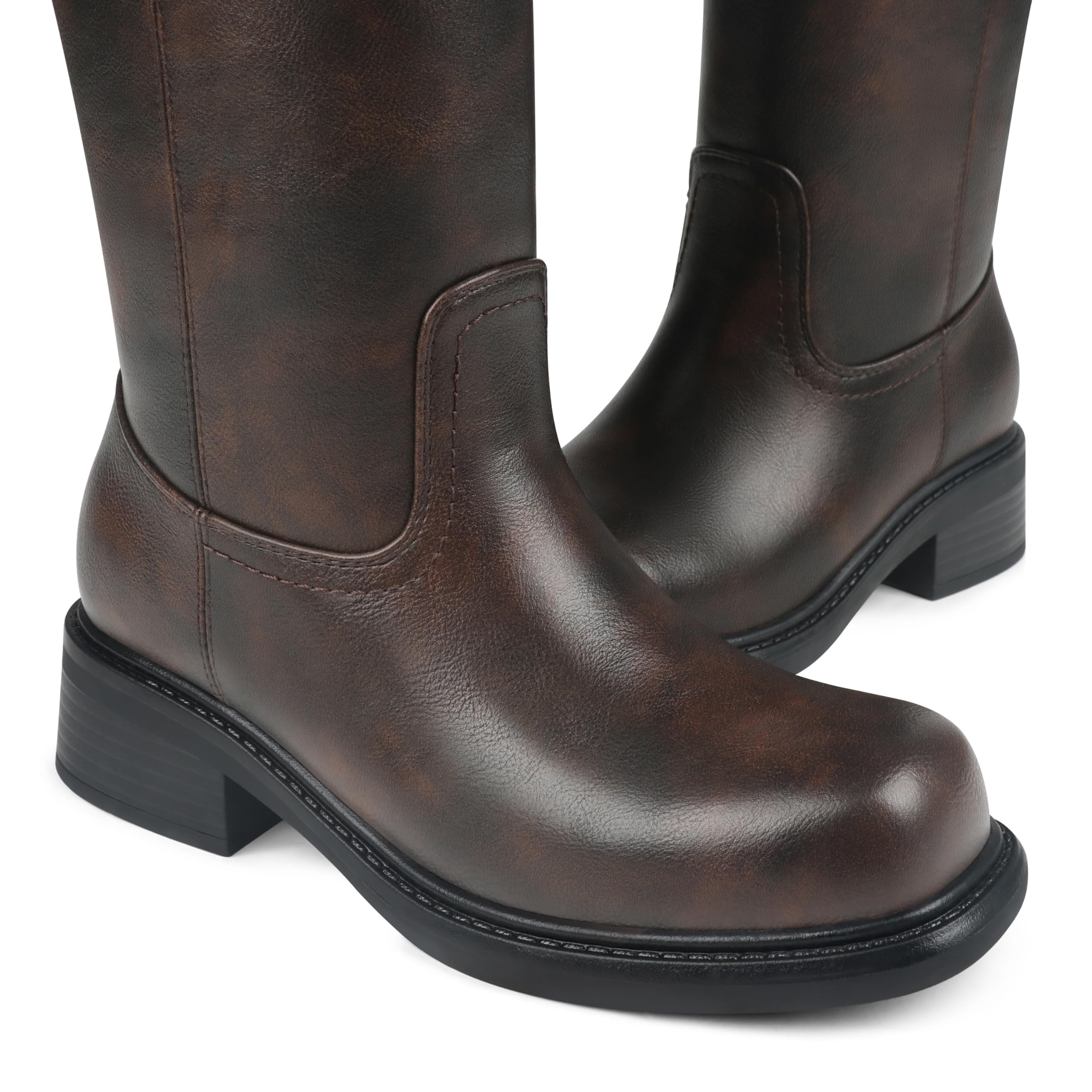 Mid Calf Cowboy Boots for Women Closed Toe Western Cowgirl Boots