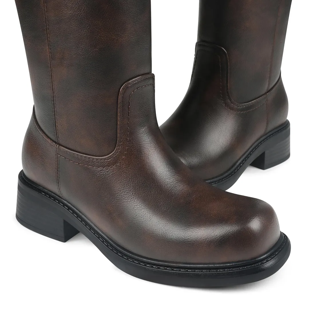 Mid Calf Cowboy Boots for Women Closed Toe Western Cowgirl Boots
