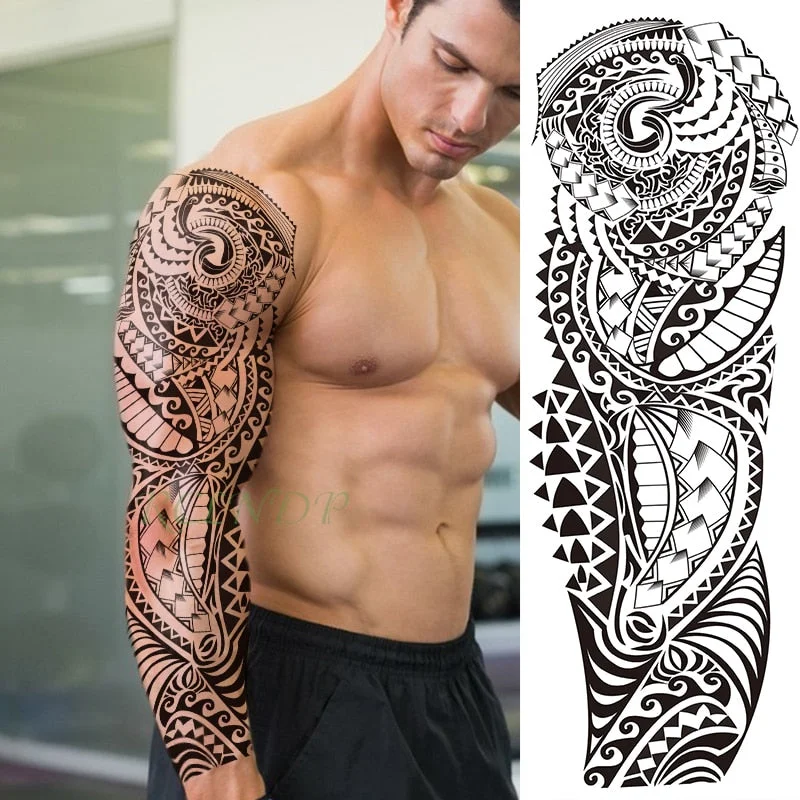 Waterproof Temporary Tattoo Sticker totem geometric full arm large size sleeve tatoo fake tatto flash tattoos for men women