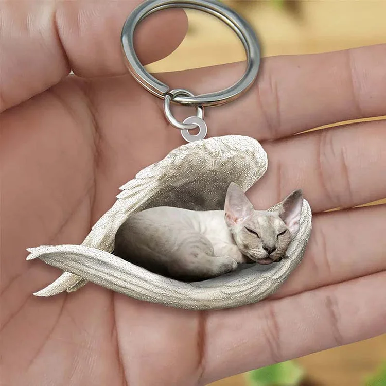 Devon Rex Cat Sleeping Angel Necklace