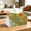 (24cm)Sunflower Butterfly 24cm DIY Diamond Painting Rhinestones Decorative Tissue Box Reusable Crystal Mosaic PU Tissue Holder for Home Car Desk Decoration Craft
