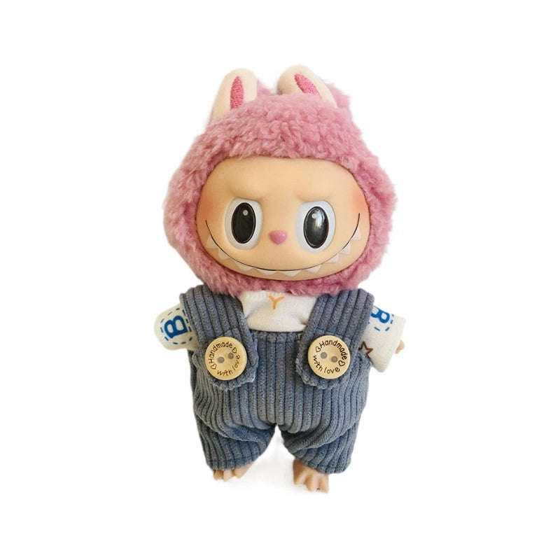 17cm Vinyl Plush Doll Clothes Pull Cloth Pendant T-shirt Button Suspender Pants Clothing Accessories Blind Box Doll Clothes