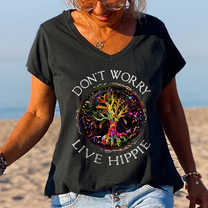 Tree Of Life Don't Worry Live Hippie Graphic Tees