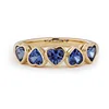 14K Gold Heart Shaped Lab Gems Bezel Half Eternity Ring