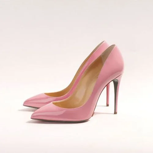 Pink Patent Leather Stiletto Heels - Pointy Toe and Cute Pumps. Vdcoo