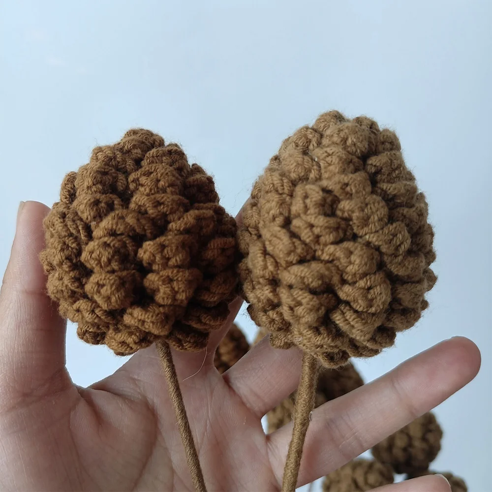 Handmade woolen knitted pine cone bouquet cotton bouquet