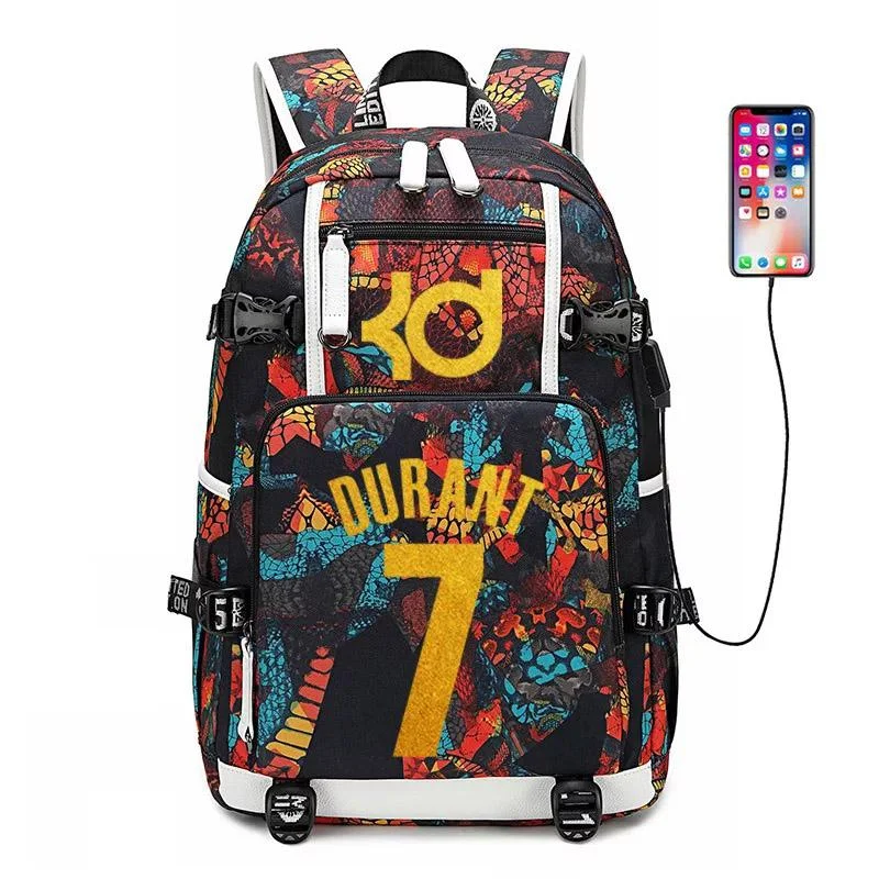 Buzzdaisy Golden State  Basketball Warriors #3 USB Charging Backpack School NoteBook Laptop Travel Bags