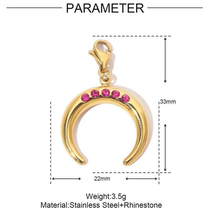 3 PCS/Package Titanium Steel Rhinestones Sun Moon Pendant Jewelry Accessories