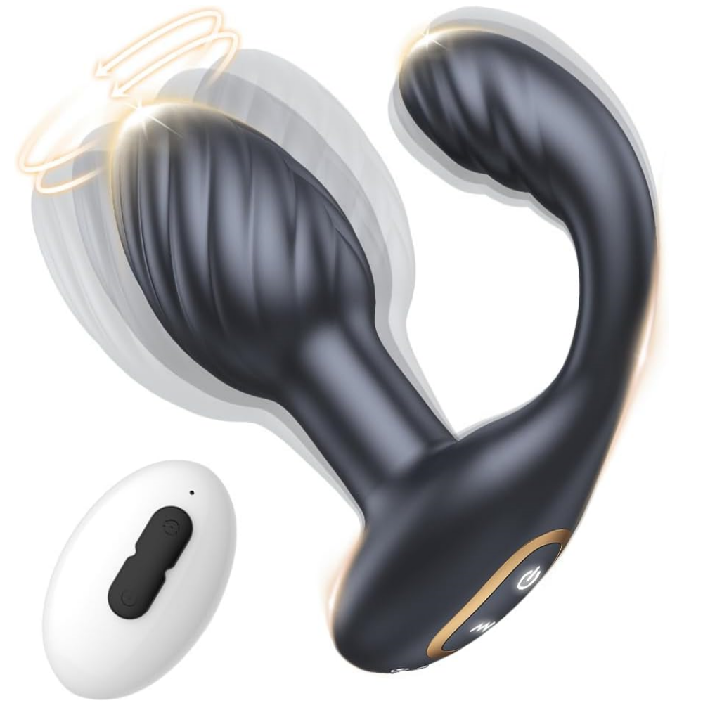 Anal Sex Toys Butt Plug P Spot Male Vibrator With 10 Vibrations & Rotations - Rose Toy