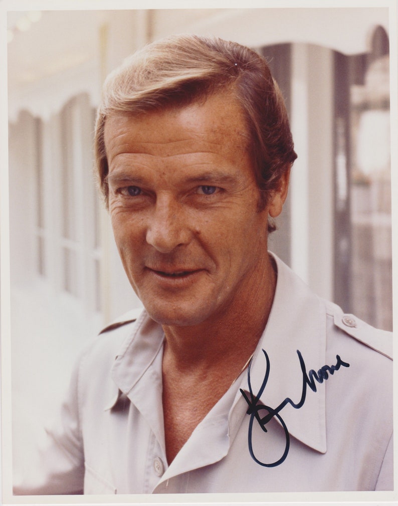 Roger Moore (d. 2017) Signed Autographed James Bond 007