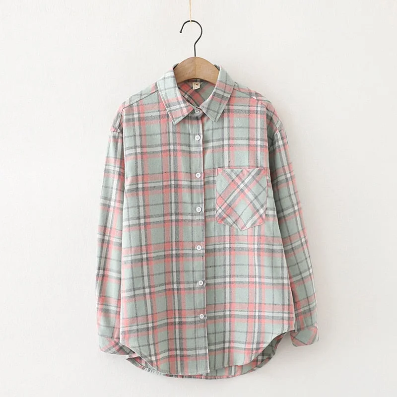 Plaid Flannel Shirt Women 2020 Autumn New Female Loose Casual Tops and Blouses Ladies Fashion Long Sleeve Blouse Clothes Blusas