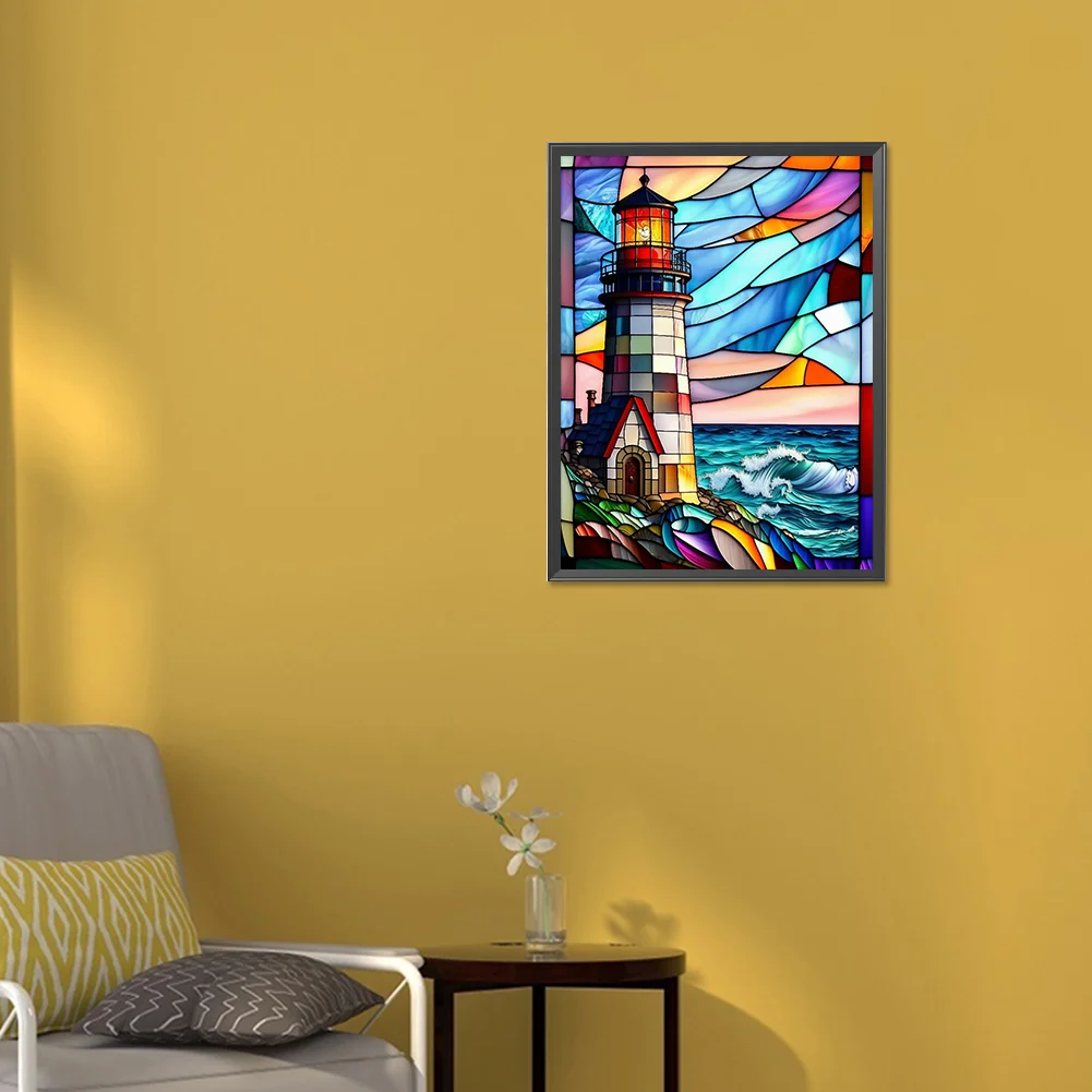 Diamond Painting - Full Round Drill - Stained Glass Lighthouse(30*40cm)