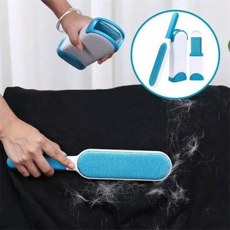 Double-Sided Fur Lint Remover Brush With Self-Cleaning Base Pet Brush