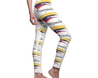 Pornhint Venezuela Flag Women's Cut & Sew Casual Leggings, Workout Tight Leggings, Sport Leggings, Gift for Her