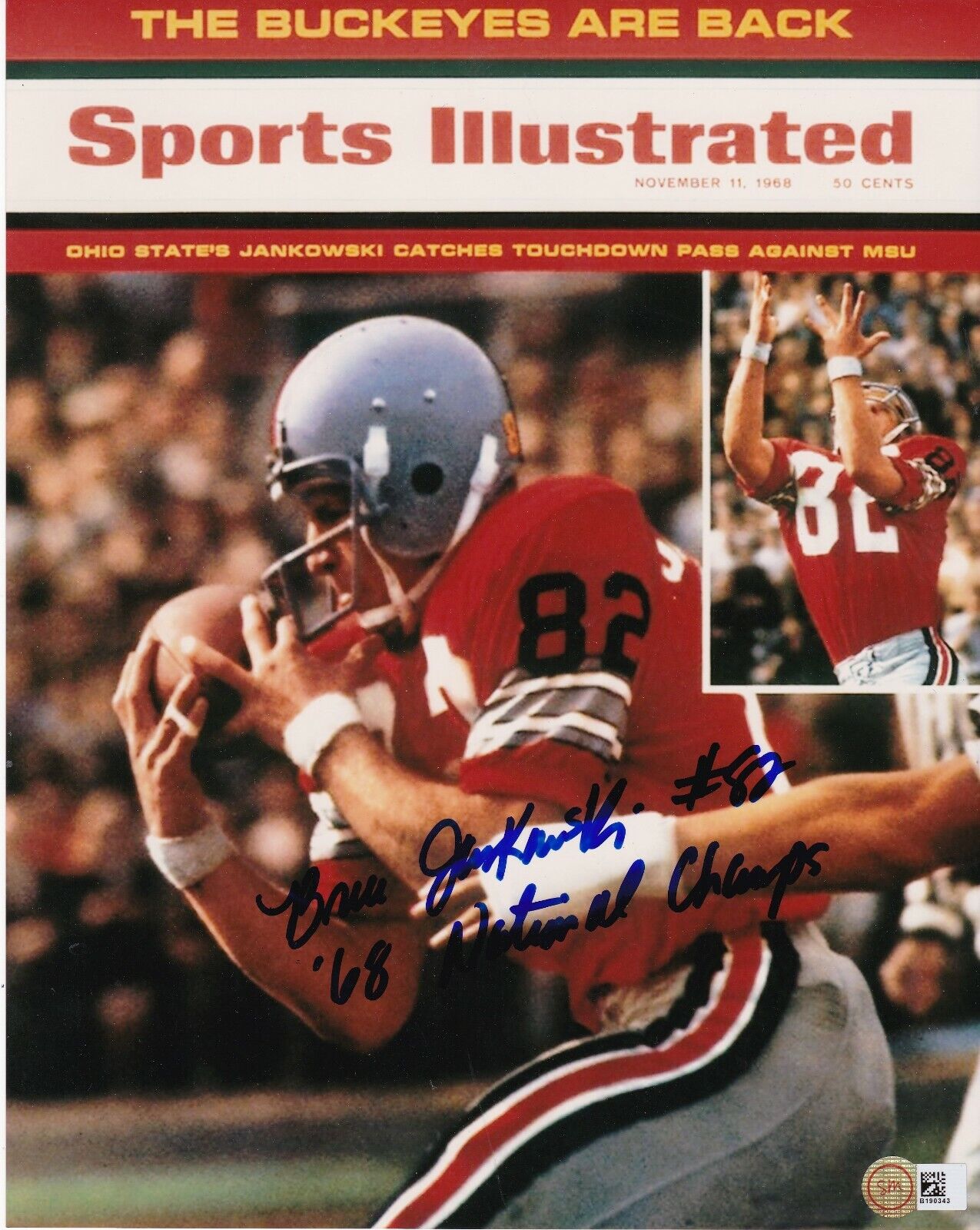 BRUCE JANKOWSKI OHIO STATE BUCKEYES SPORTS ILLUSTRATED COVER SIGNED 8x10 Photo Poster painting