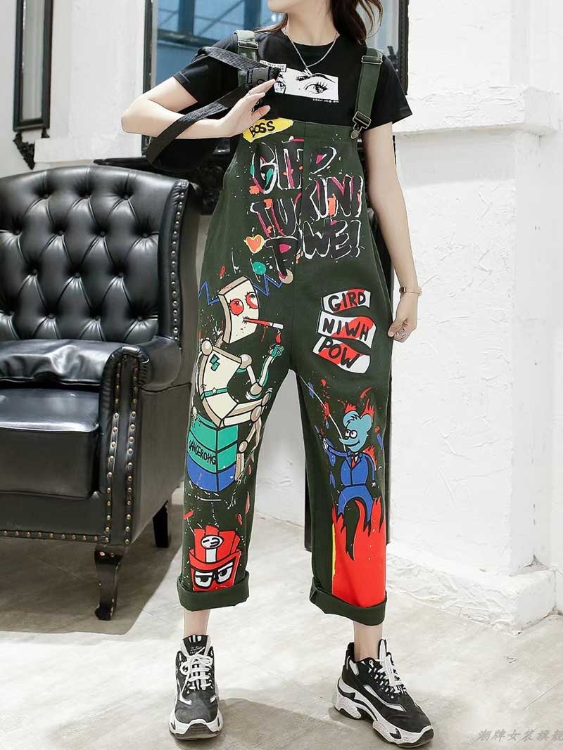 Crazy Love Printed Cotton Overall Dungarees