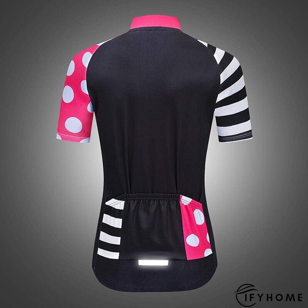 WOSAWE Women's Cycling Jersey Short Sleeve Bike Jersey Top with 3 Rear Pockets Mountain Bike MTB Road Bike Cycling Windproof Breathable Quick Dry Reflective Strips Black Green Red Patchwork Dot Sports | IFYHOME