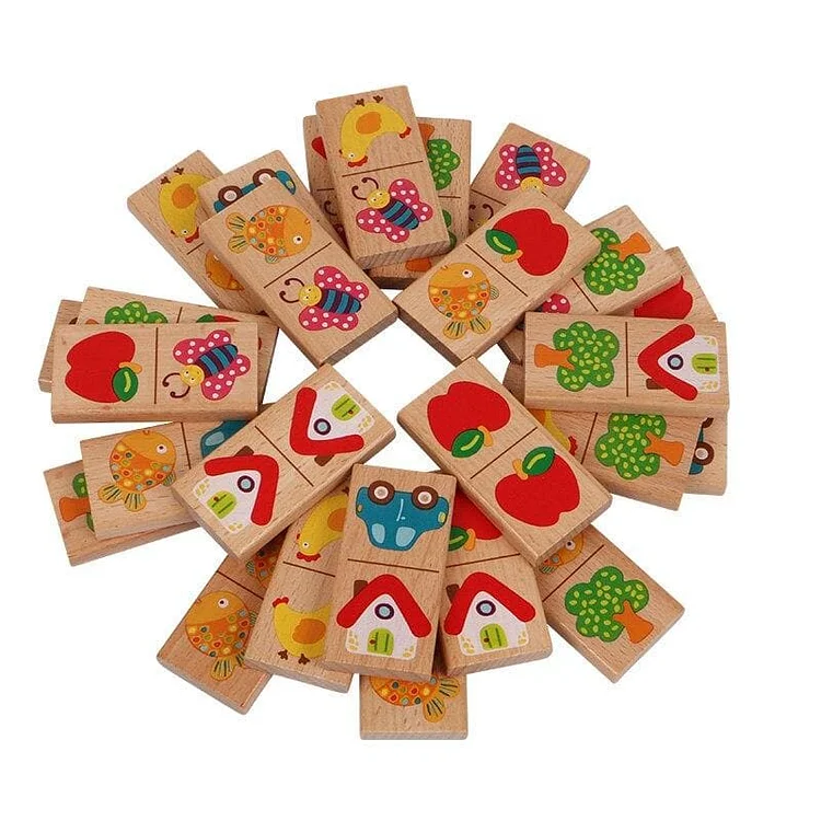 Wooden Solitaire Domino Learning Game-Mayoulove