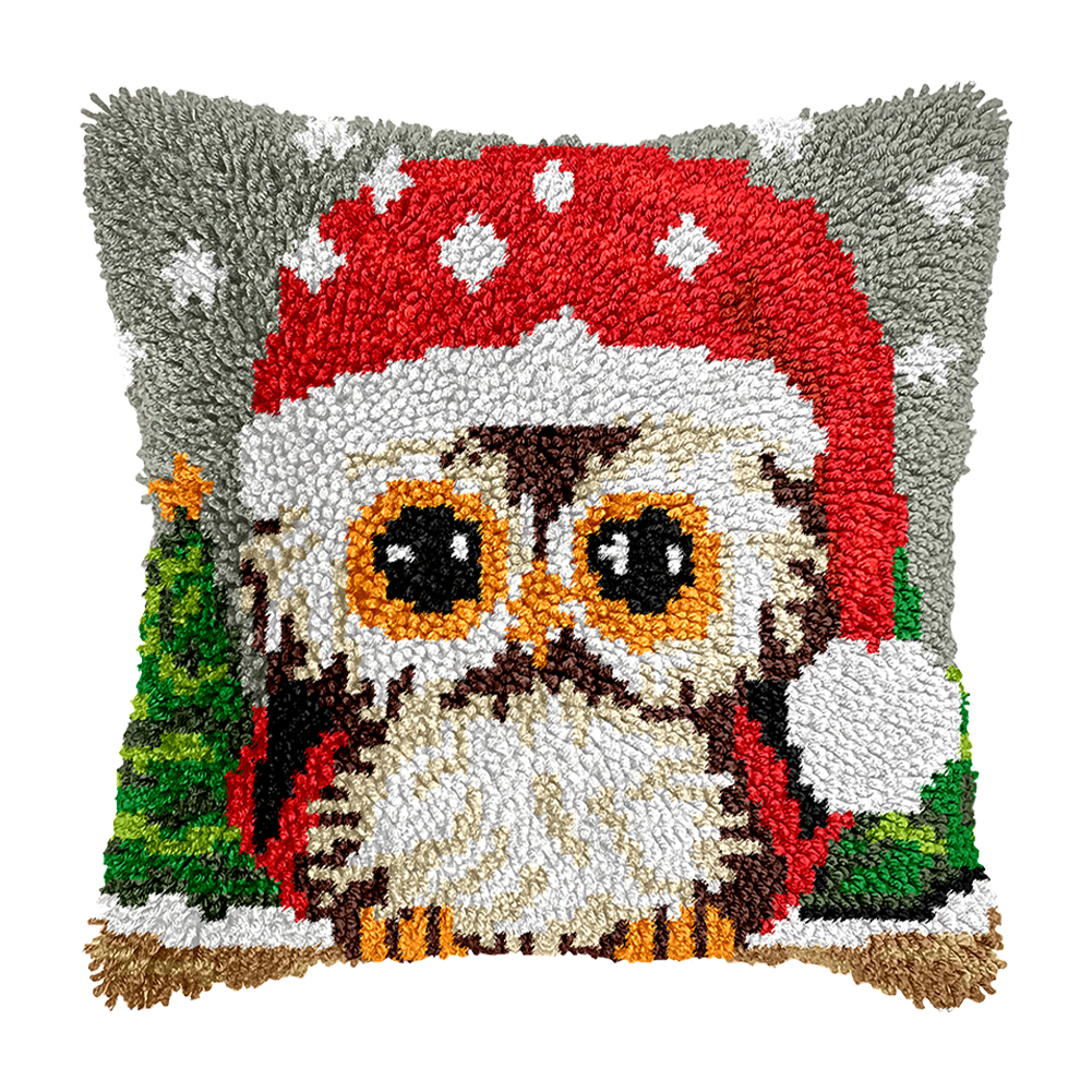 43x43cm Cartoon Owl DIY Latch Hook Pillowcase Embroidery Latch Hook Pillow Cover
