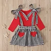 Baby Kid Girls Valentine Ruffle Dress Heart Plaid Skirts 2pcs