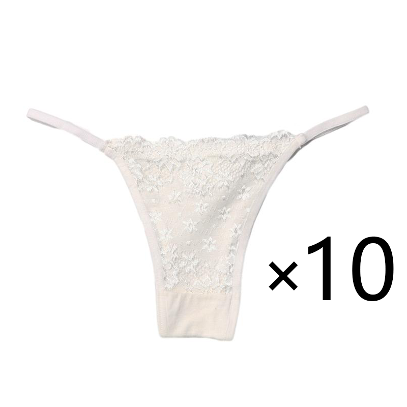 Kissbake 10PCS/SET Women's Lace Panties Ladies Sexy Cotton Underwear Female Thong Hollow Out Low Waist Lingerie Seamless G-String