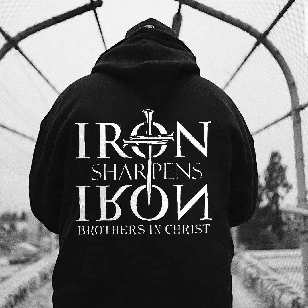 Iron Sharpens Brothers In Christ Printed Men's Hoodie