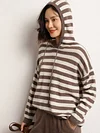High Quality Women Cashmere Sweater For Autumn Winter 100% Cashmere Knitwear Soft Loose Hoodies Striped Pullover Female Cloth