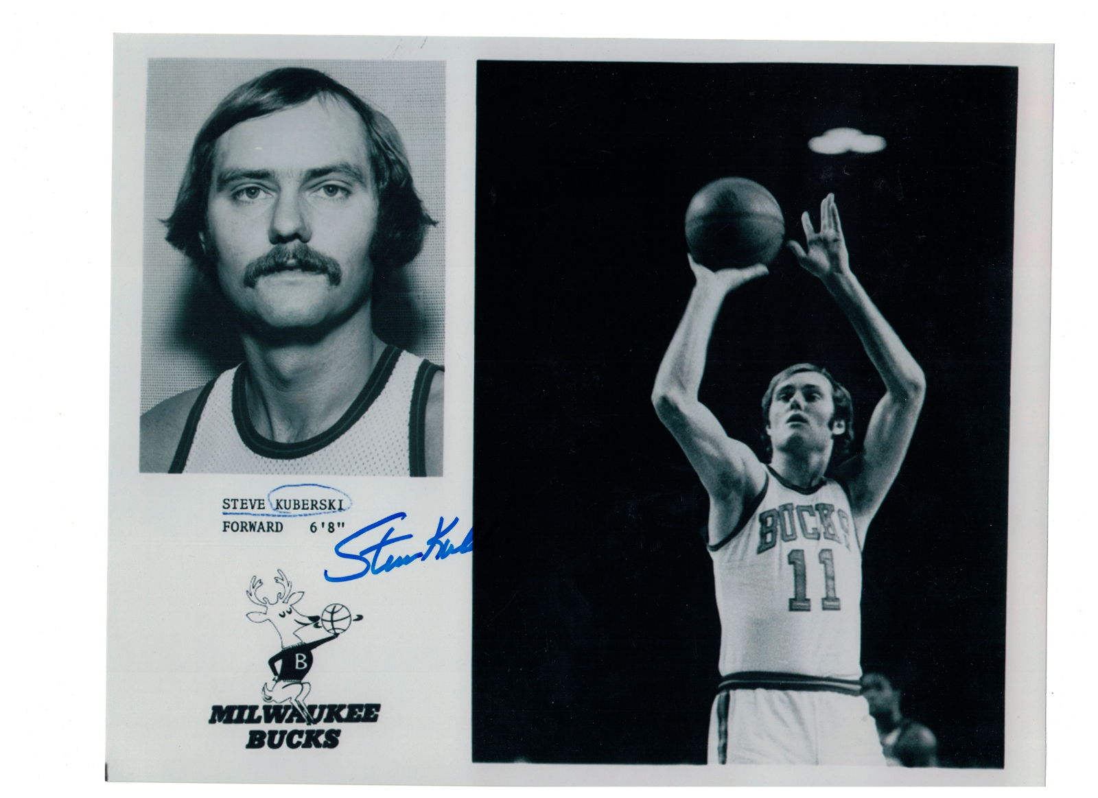 Steve Kuberski Milwaukee Bucks Signed 8 x 10