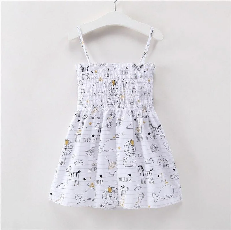 Baby Girl Dress 2020 Summer Kids Sleeveless Braces Dresses Girls Cotton Print Floral Princess Dress Children Casual Clothing