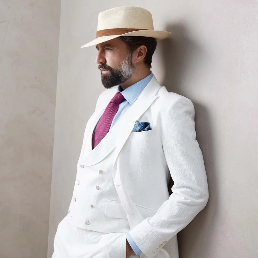 Panama Natural Toquilla Straw | 2.5 cm Suede Trim-Handwoven in Ecuador