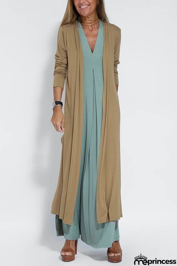 Shades of Happiness Knit Solid Color Slit Drape Cardigan