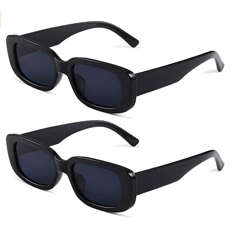 

Men Women Fashion Small Frame Rectangular Sunglasses, Black, 501 Original