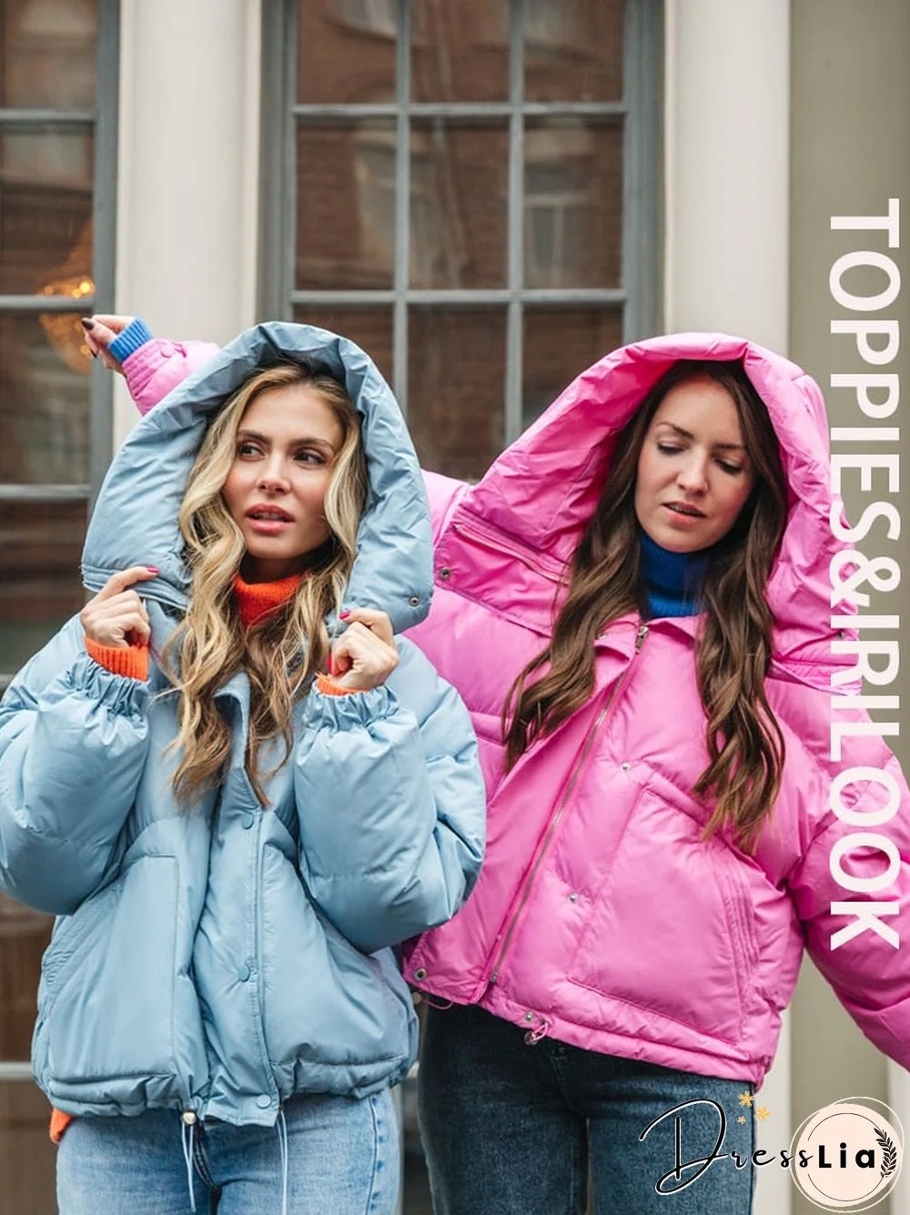 Toppies Winter Jacket Women Hooded Pink Puffer Jackets Loose Casual Candy Color Coat Korean Fashion Outwear