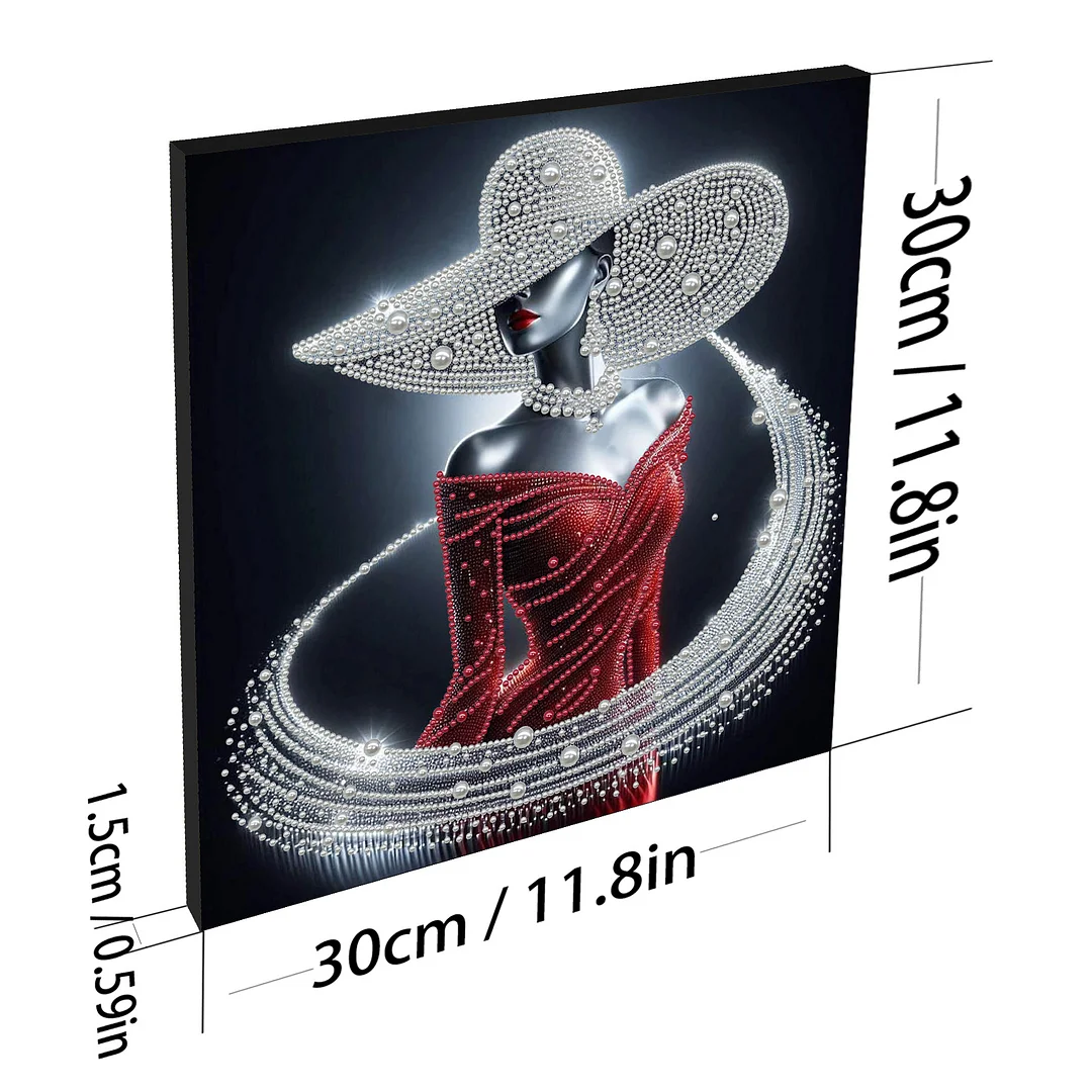 Elegant Lady - DIY Pearl Diamond Art Kit With Frame 30*30cm