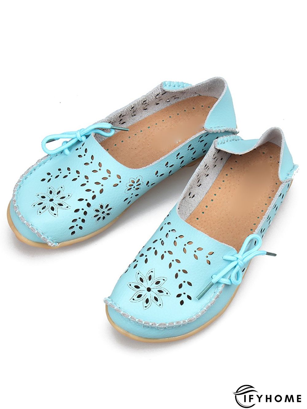 Cowhide Hollow Lace-up Portable Shoes | IFYHOME